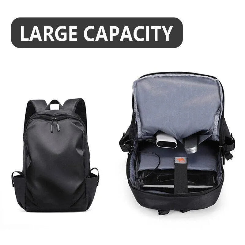 Mens Backpack Large Capacity Waterproof Schoolbag Laptop Work Travel Bag - Black