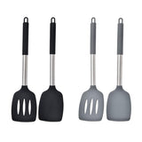 2pcs Silicone Cooking Utensils Stir Fry Spatula Kitchen Tools Non Stick Cookware - Grey - Front View