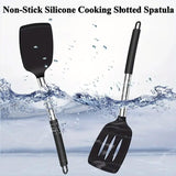 2pcs Silicone Cooking Utensils Stir Fry Spatula Kitchen Tools Non Stick Cookware - Grey - Top-Down View