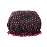 Woman Shower Cap Reusable Long Hair Large Turban Bathroom Waterproof Hair Cap - Black Background - Extra Image