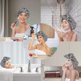 Woman Shower Cap Reusable Long Hair Large Turban Bathroom Waterproof Hair Cap - Coconut Tree - Side View