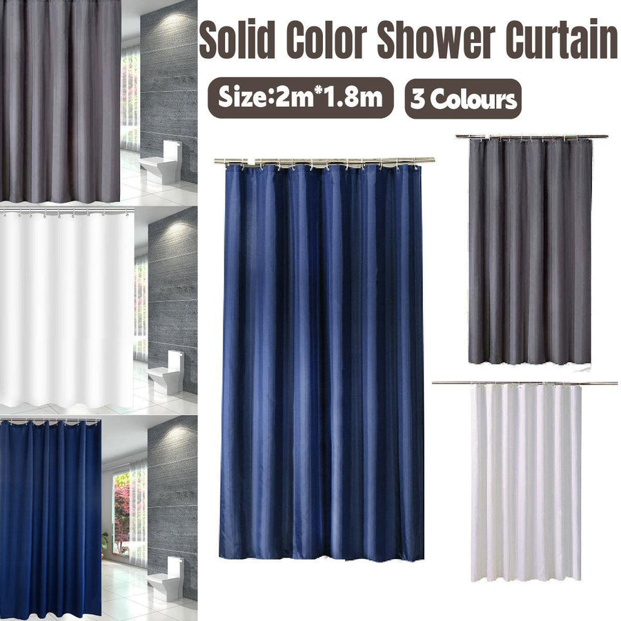 Solid Color Waterproof Shower Curtain Bathroom Decor Resistant Fabric Liner - Blue