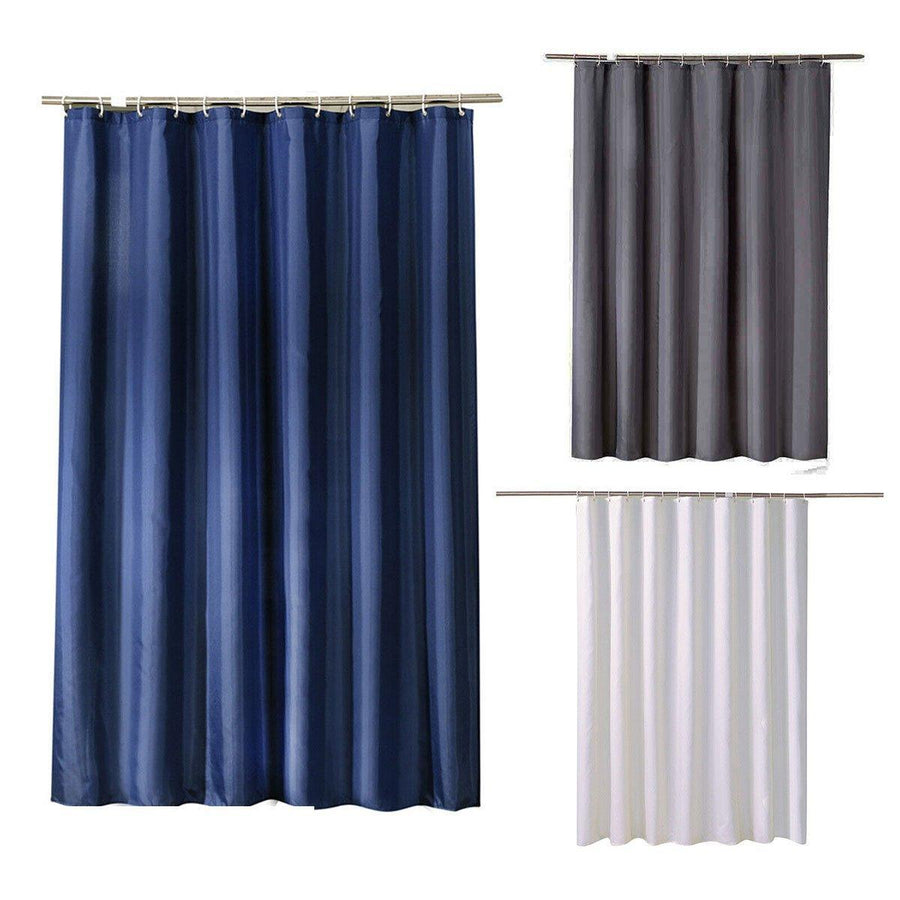 Solid Color Waterproof Shower Curtain Bathroom Decor Resistant Fabric Liner - Blue