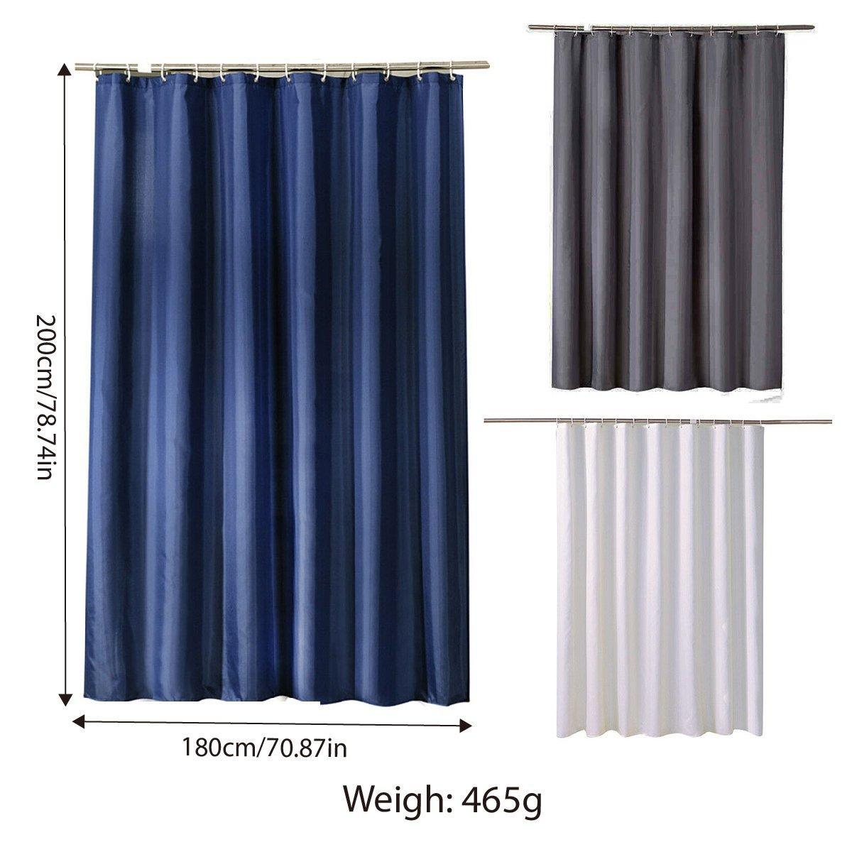 Solid Color Waterproof Shower Curtain Bathroom Decor Resistant Fabric Liner - Blue