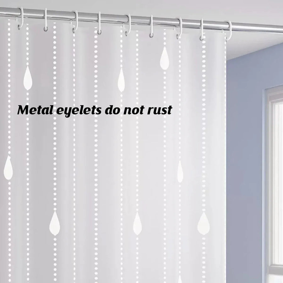 Shower Curtain Waterproof Quick-Dry Drill-Free with Hooks 200×180cm