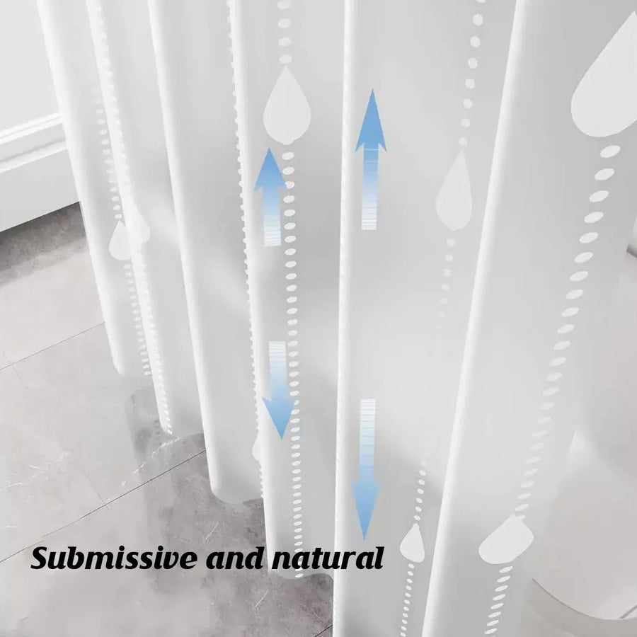Shower Curtain Waterproof Quick-Dry Drill-Free with Hooks 200×180cm