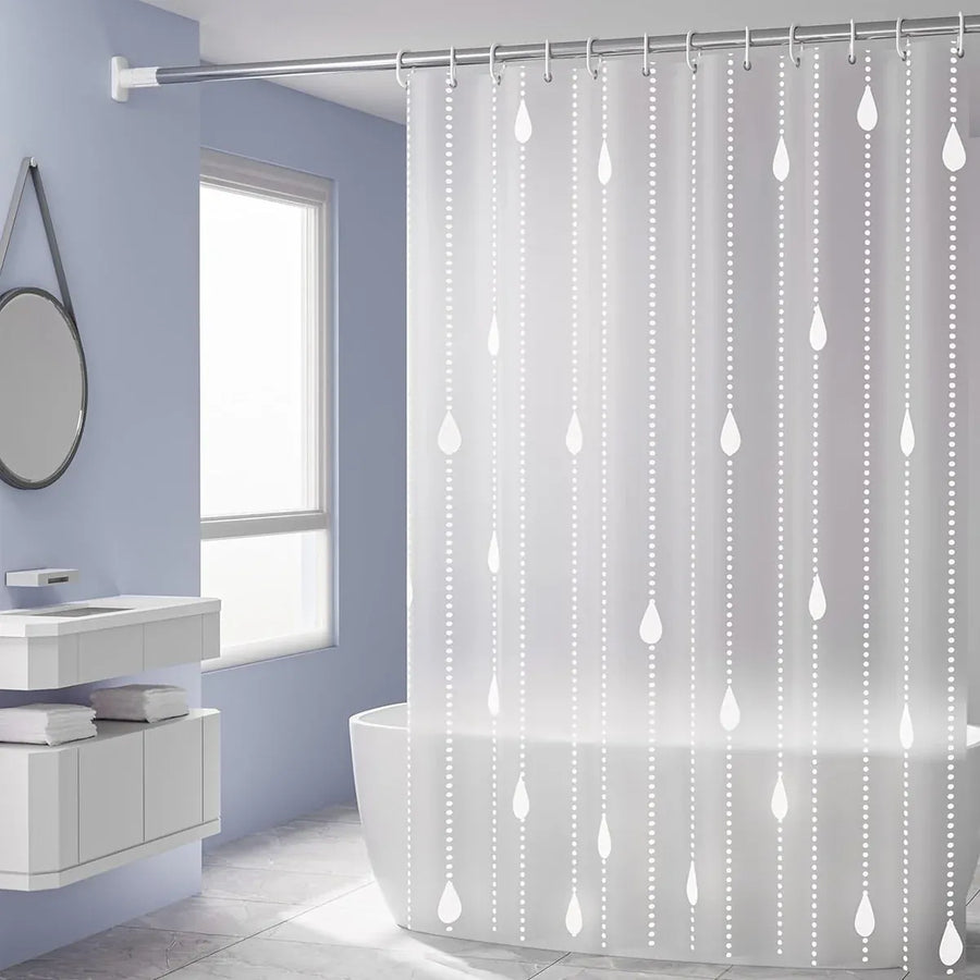 Shower Curtain Waterproof Quick-Dry Drill-Free with Hooks 200×180cm