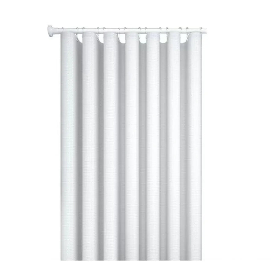 Cold White Waffle Shower Curtain Waterproof Bathroom Curtain Perforation Free