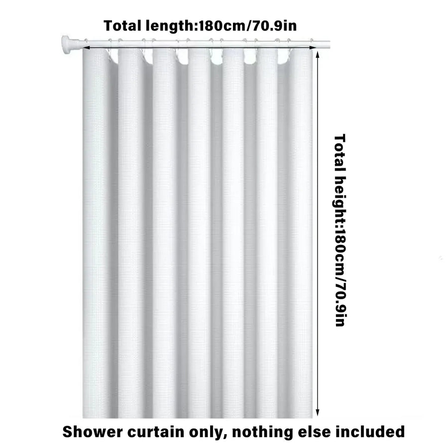 Cold White Waffle Shower Curtain Waterproof Bathroom Curtain Perforation Free