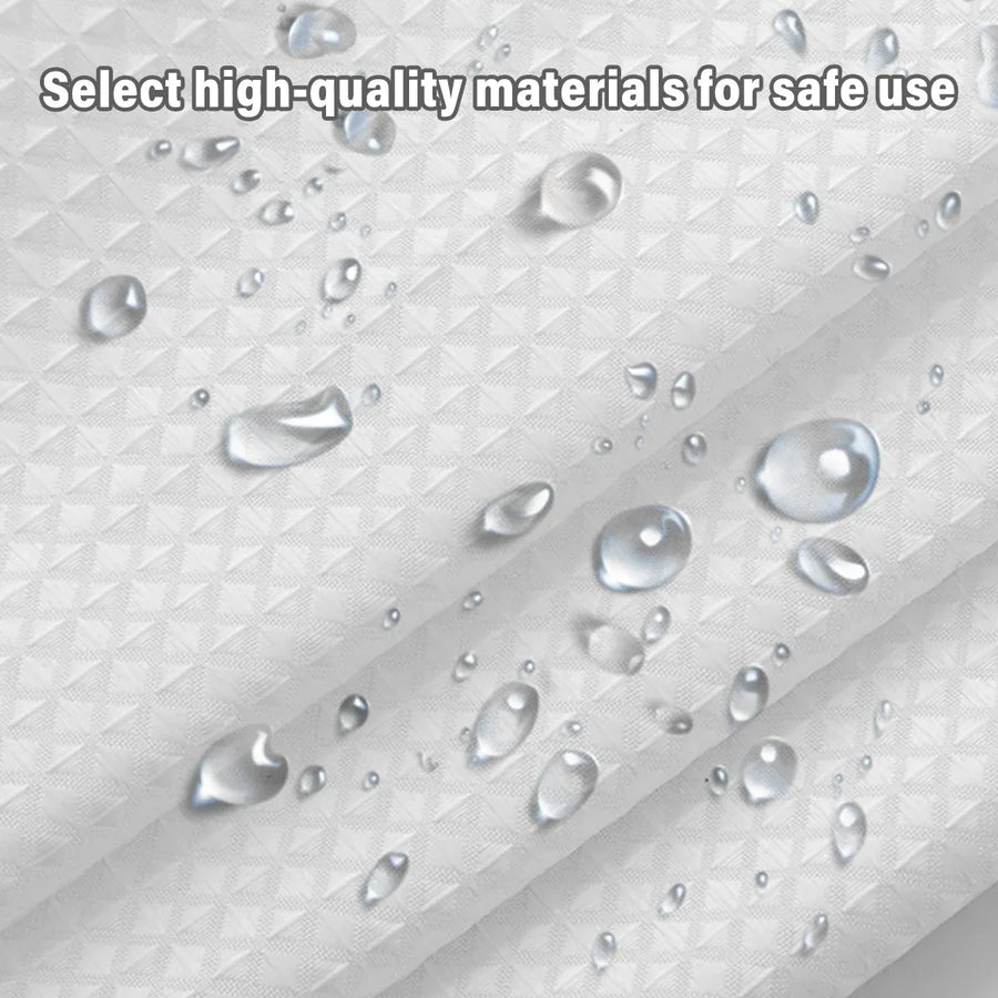 Cold White Waffle Shower Curtain Waterproof Bathroom Curtain Perforation Free