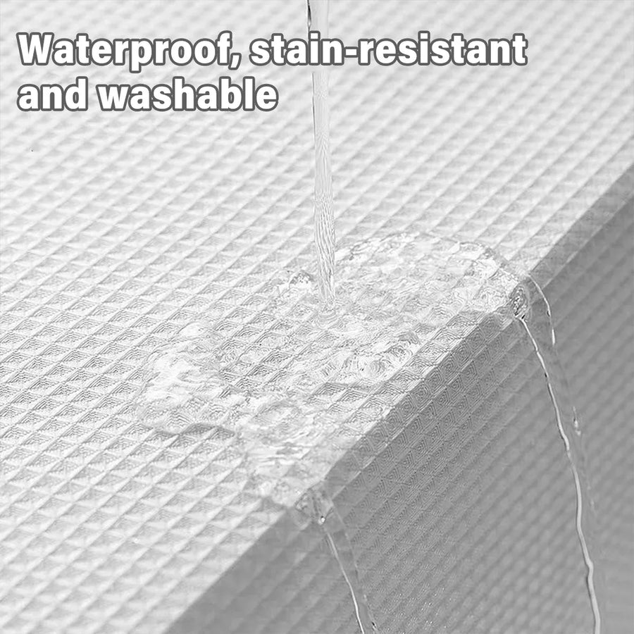 Cold White Waffle Shower Curtain Waterproof Bathroom Curtain Perforation Free