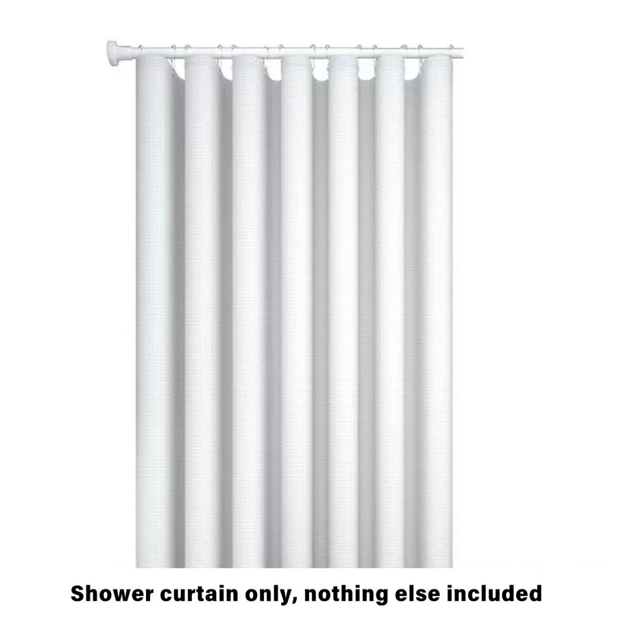 Cold White Waffle Shower Curtain Waterproof Bathroom Curtain Perforation Free