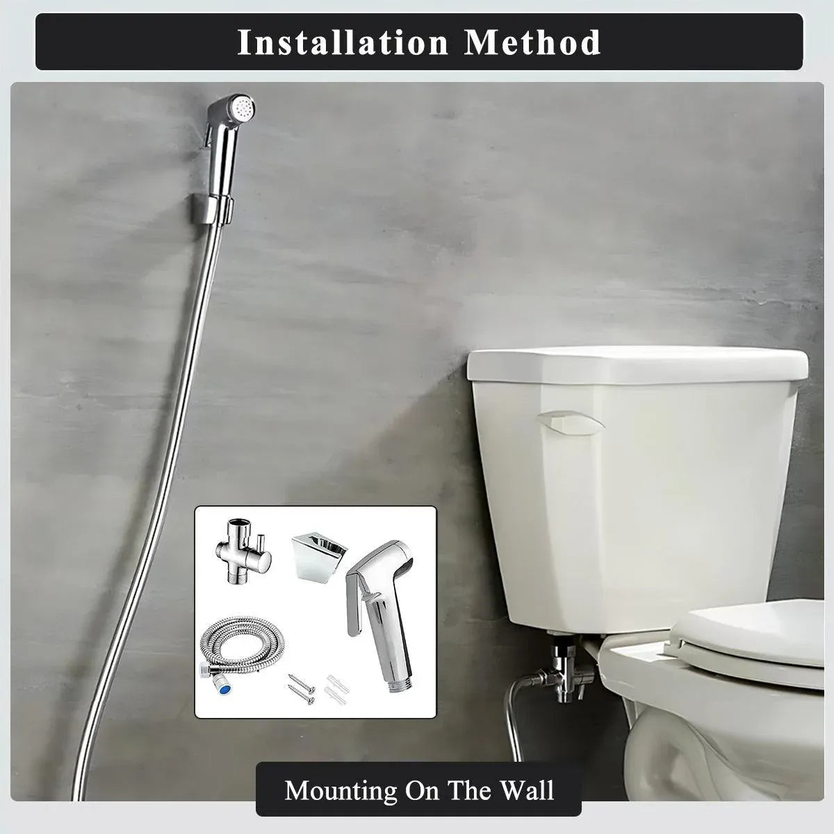 Shower Head Toilet Spray Douche Hand Held Bidet Jet Shattaf Kit Chrome Sprayer