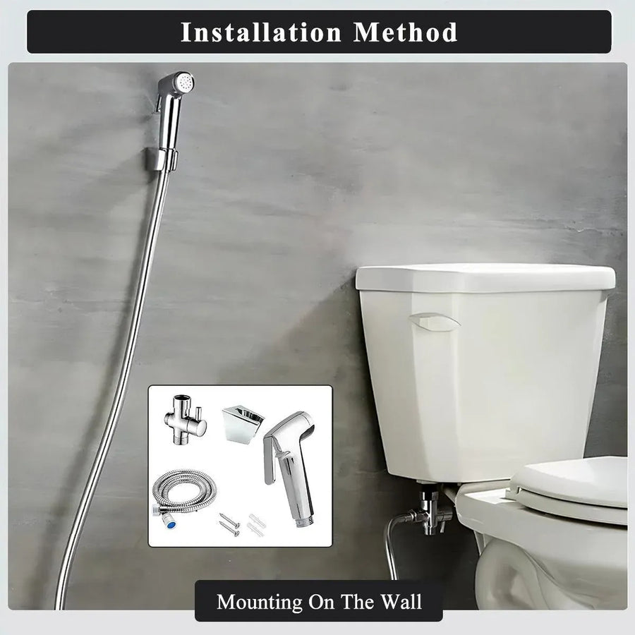 Shower Head Toilet Spray Douche Hand Held Bidet Jet Shattaf Kit Chrome Sprayer