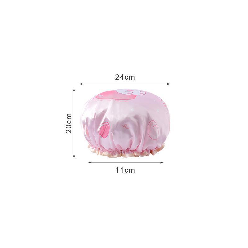 Double Layer Lux Shower Cap Bath Hat Hair Care Women Sleep Waterproof Reusable - Dark Blue