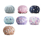 Double Layer Lux Shower Cap Bath Hat Hair Care Women Sleep Waterproof Reusable - Khaki