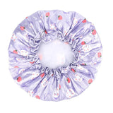 Double Layer Lux Shower Cap Bath Hat Hair Care Women Sleep Waterproof Reusable - Purple - 45-Degree Angle