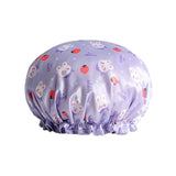 Double Layer Lux Shower Cap Bath Hat Hair Care Women Sleep Waterproof Reusable - Purple - Extra Image