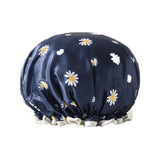 Double Layer Lux Shower Cap Bath Hat Hair Care Women Sleep Waterproof Reusable - Purple - Extra Image