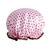 Double Layer Lux Shower Cap Bath Hat Hair Care Women Sleep Waterproof Reusable - Purple