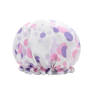 Double Layer Lux Shower Cap Bath Hat Hair Care Women Sleep Waterproof Reusable - White
