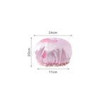 Double Layer Lux Shower Cap Bath Hat Hair Care Women Sleep Waterproof Reusable - White