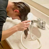 Pet Shower Spray  Hose Single Tap Sink Bath Washing Holder Dog Head  Attachment - Top-Down View