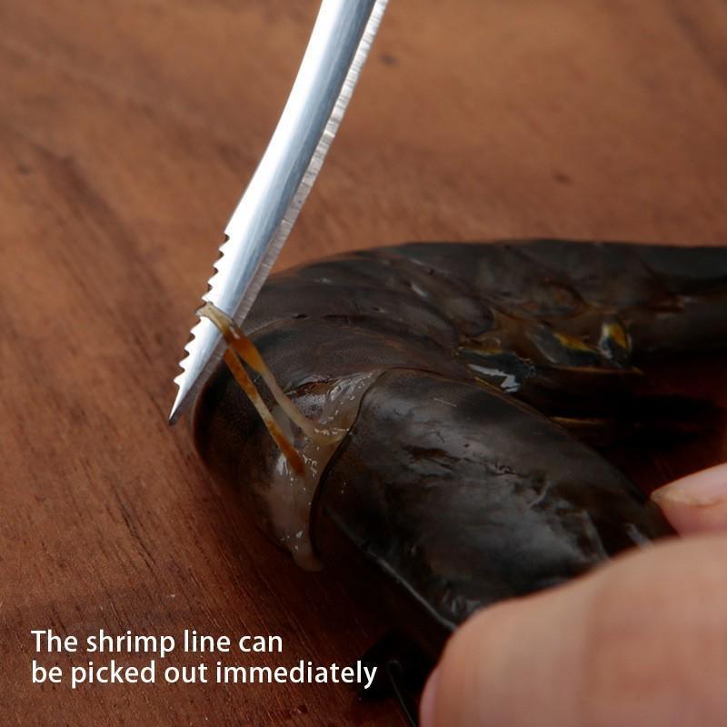 2PCS Shrimp Deveiner and Shellfish Opener Knife Set Stainless Steel Wood Handle
