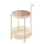 Movable Side Table Rolling Caster Wheels 2 Tier for Living Room