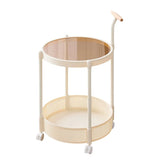 Movable Side Table Rolling Caster Wheels 2 Tier for Living Room - Front View