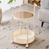 Movable Side Table Rolling Caster Wheels 2 Tier for Living Room - Top-Down View