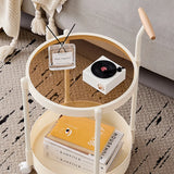 Movable Side Table Rolling Caster Wheels 2 Tier for Living Room - Rear View