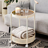 Movable Side Table Rolling Caster Wheels 2 Tier for Living Room - Extra Image