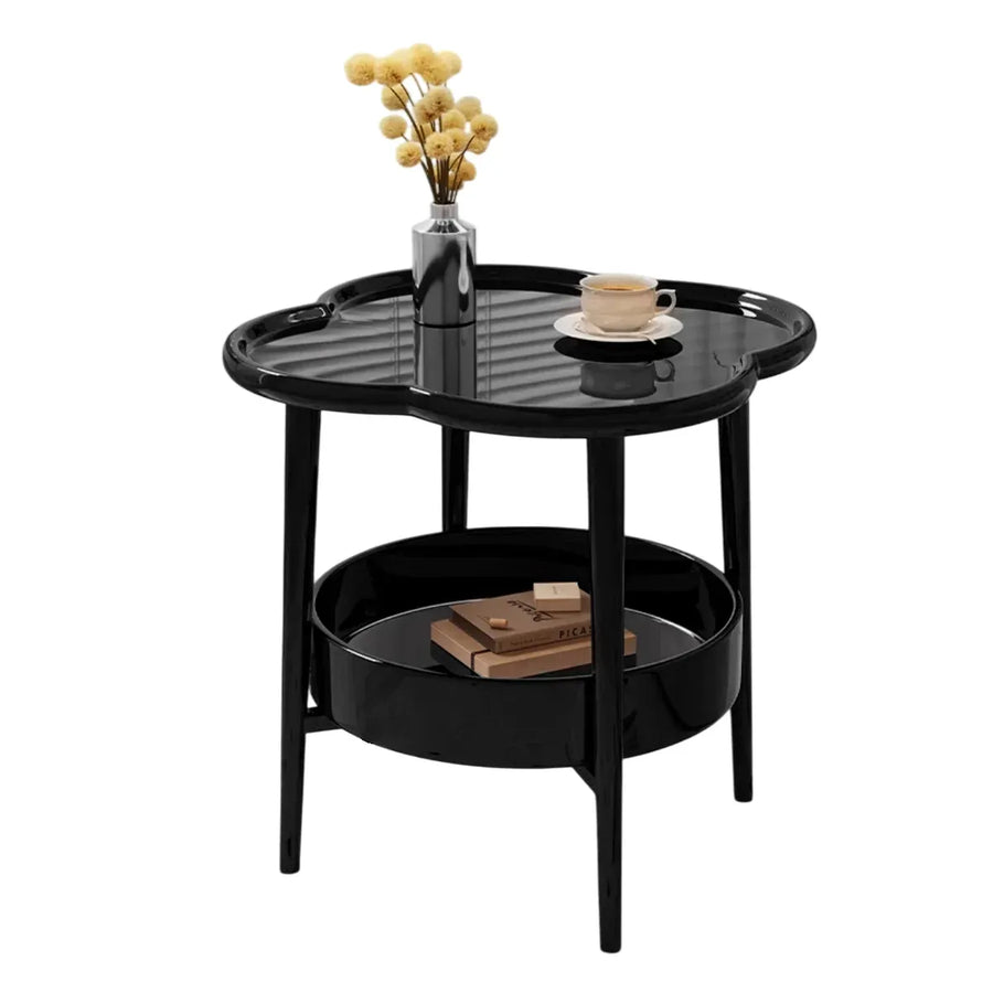 Trendy Black Round Coffee Side Table Modern Minimalist End Table for Living Room