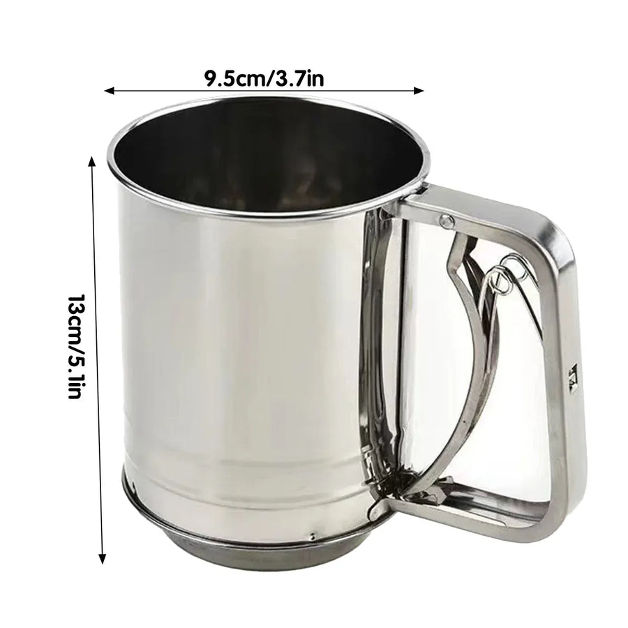 Stainless Steel Handheld Flour Sieve Home Filter Mesh Sieve Baking Tool Durable