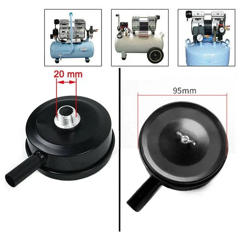 2 Pcs Compressor Male Threaded 20Mm Air Intake Silencer Filter Black Metal Shell