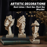 Resin Sculpture 3pcs Modern Office Desktop Art Decor Ornament Home Decoration