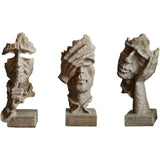 Resin Sculpture 3pcs Modern Office Desktop Art Decor Ornament Home Decoration - Front View