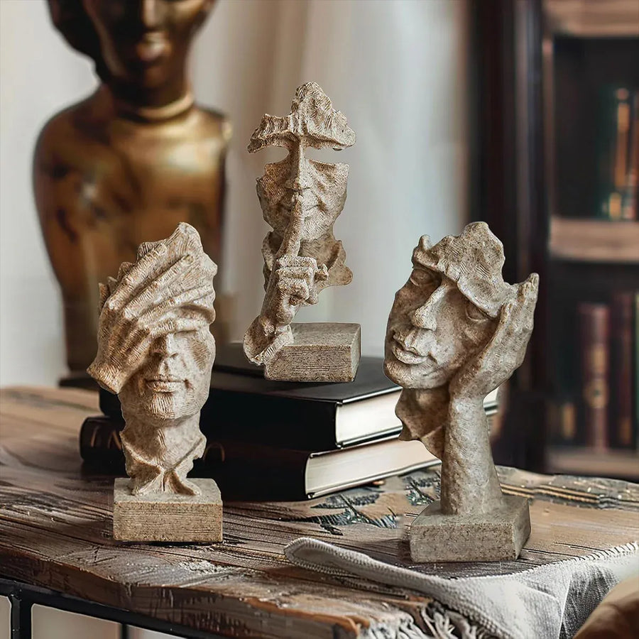 Resin Sculpture 3pcs Modern Office Desktop Art Decor Ornament Home Decoration