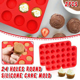 2pcs 24 Hole Round Silicone Cake Baking Pan DIY Baking Mold for Easy Cake Making