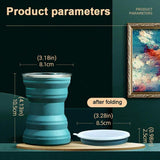 Silicone Folding Travel Mug Portable Retractable Collapsible Mug Outdoor Camping - Grey Lake Blue - Side View