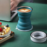 Silicone Folding Travel Mug Portable Retractable Collapsible Mug Outdoor Camping - Grey Lake Blue - Top-Down View