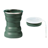 Silicone Folding Travel Mug Portable Retractable Collapsible Mug Outdoor Camping - Grey Lake Blue - Rear View