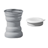 Silicone Folding Travel Mug Portable Retractable Collapsible Mug Outdoor Camping - Grey Lake Blue