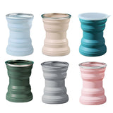 Silicone Folding Travel Mug Portable Retractable Collapsible Mug Outdoor Camping - Sakura Pink - Front View