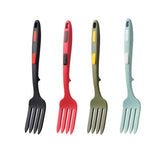 2PCS Silicone Heat Resistant Flexible Cooking Forks Dishwasher Safe Kitchen - Blue-Green - Side View