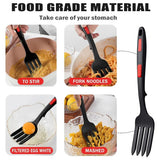 2PCS Silicone Heat Resistant Flexible Cooking Forks Dishwasher Safe Kitchen - Blue-Green - Low Angle