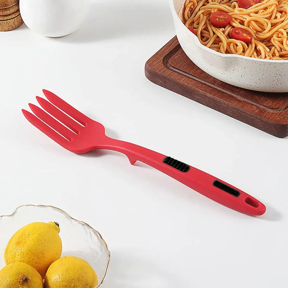 2PCS Silicone Heat Resistant Flexible Cooking Forks Dishwasher Safe Kitchen - Blue-Green
