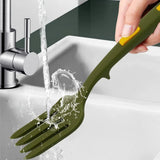2PCS Silicone Heat Resistant Flexible Cooking Forks Dishwasher Safe Kitchen - Blue-Green - Extra Image