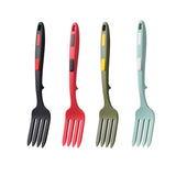2PCS Silicone Heat Resistant Flexible Cooking Forks Dishwasher Safe Kitchen - Blue-Green - Front View